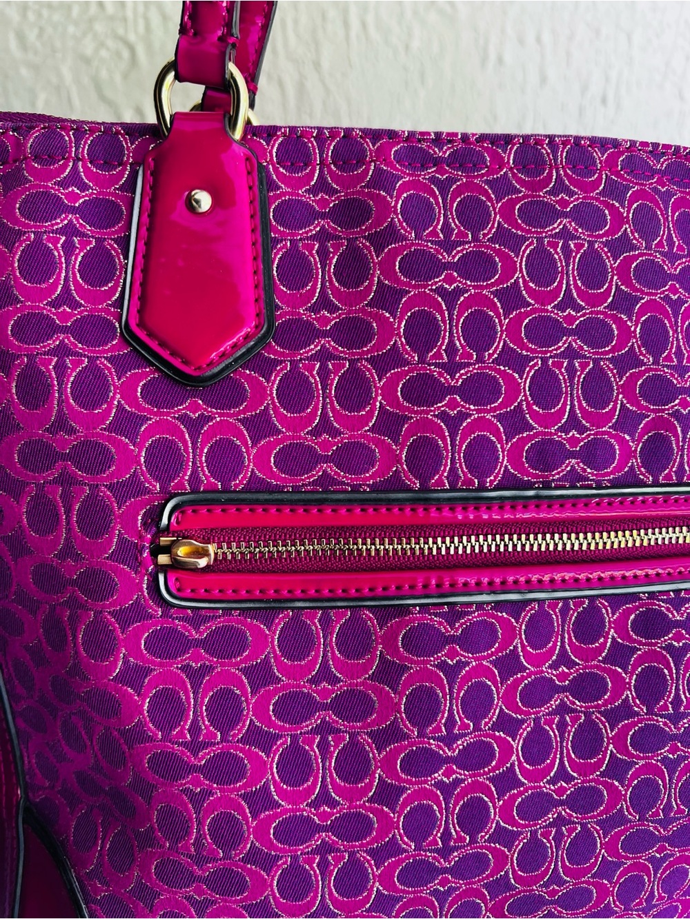 Coach Poppy Signature Metallic Outline Tote - Picture 9 of 10